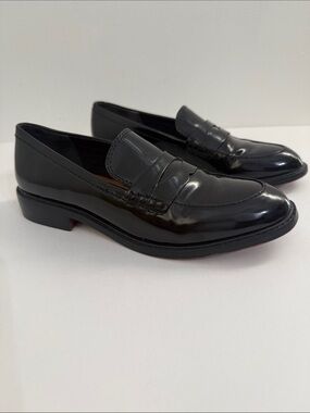 Franco Sarto Penny Loafer Shoes Womens Size 8M Black Patent Leather